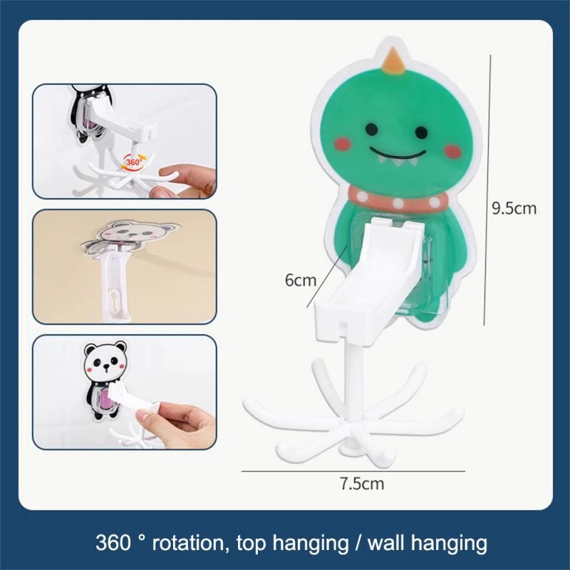 Móc Treo Đồ Dán Tường Xoay 360 Độ Không Cần Đinh Ốc Thiết Kế Hoạt Hình Dễ Thương