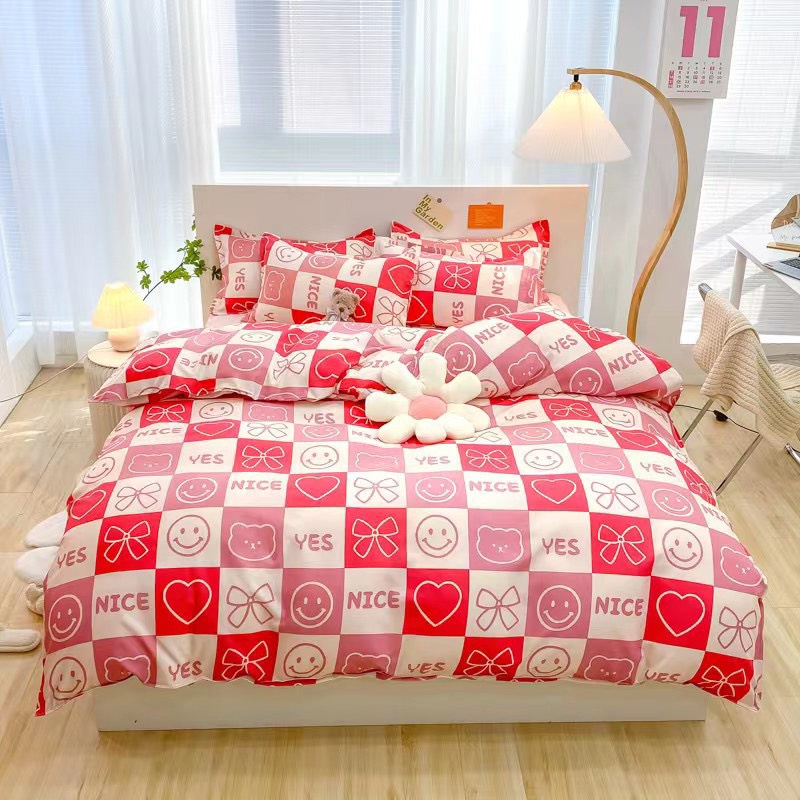 Bộ chăn ga Cotton Poly Hàn nhập khẩu - sét 4 món Decor siêu xinh