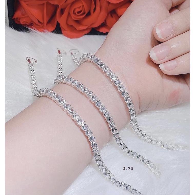 Set Bộ Trang Sức Bạc Ta 2 Chi tiết Dây Chuyền Và Lắc Tay Full dải đá siêu đẹp  - Trang sức Vàng Bạc Hoà Thảo