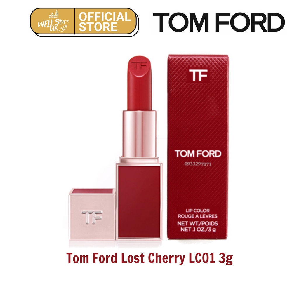 Son TOM.FORD Lost Cherry  LC 01 đỏ tươi nền hồng full size bản 3gr