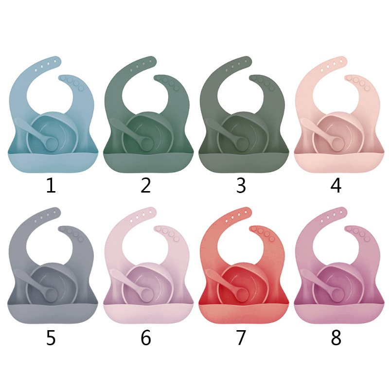 Bộ 3 Món Tô + Muỗng + Đĩa Bằng Silicone Cho Bé Tập Ăn