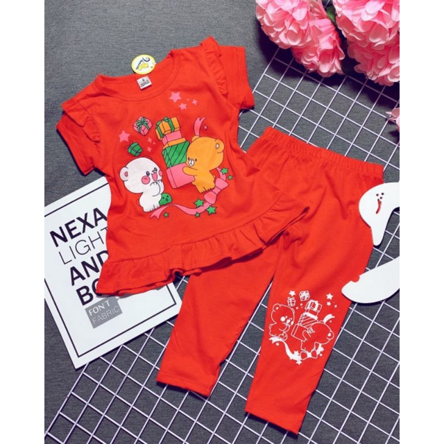 (7-22kg) Bộ tay ngắn quần dài bé gái thun cotton 4 chiều cute