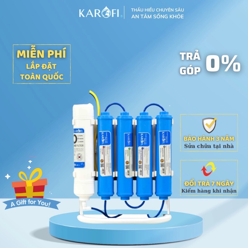Máy lọc nước để gầm 8 lõi, màng ro Hàn Quốc Karofi Slim S-s038 - Bảo hành 36 tháng