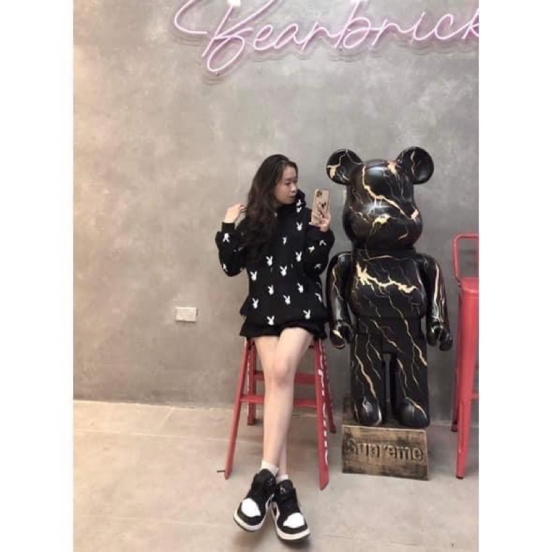 [Xả kho] Áo Hoodie Nỉ Bông Tai Thỏ Ba.len Basic Nam Nữ Form Rộng Thu Đông Kiểu Dáng Hàn Quốc(Hàng Sẵn)