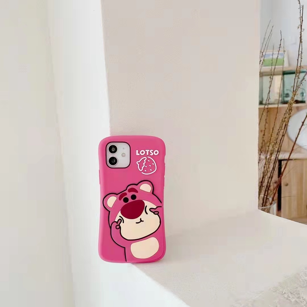 Ốp Điện Thoại Bảo Vệ Toàn Diện Chống Sốc Họa Tiết Gấu Hồng 3D Dễ Thương Dành Cho Iphone