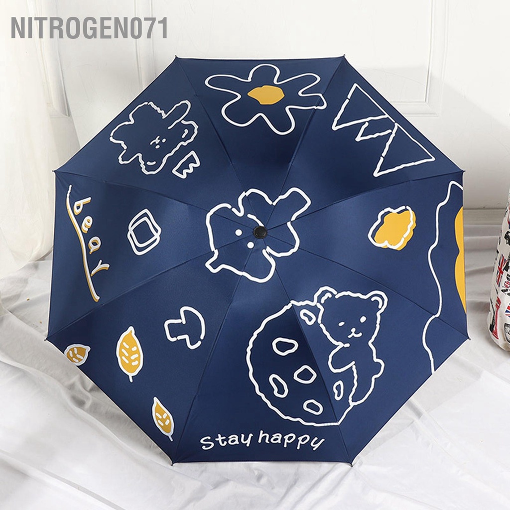 Nitrogen071 Ô chống tia cực tím Hoàn toàn tự động có thể gập lại Vinyl Di Gấu dễ thương Dù cho ngoài trời