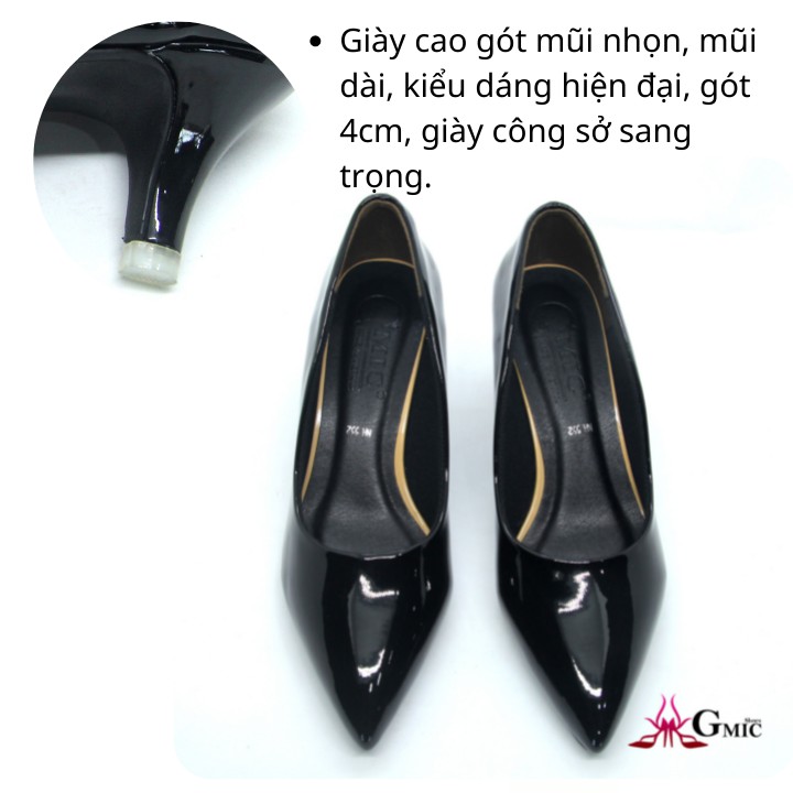 Giày Cao Gót Mũi Nhọn, Gót Cao 4 cm. Kiểu Dáng Công Sở Dể Phối Đồ.