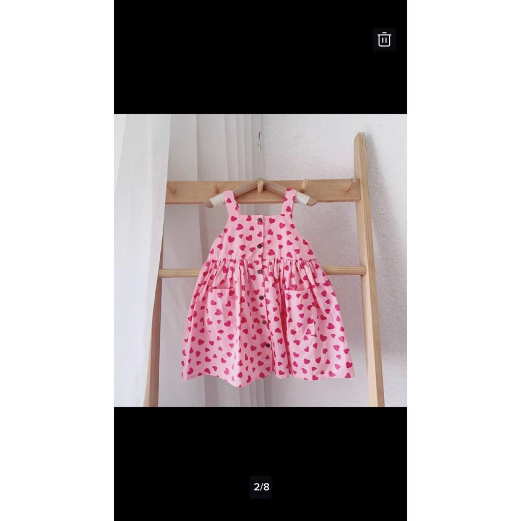 Váy hai dây hoa thô mềm mát nhà mộc baby v57