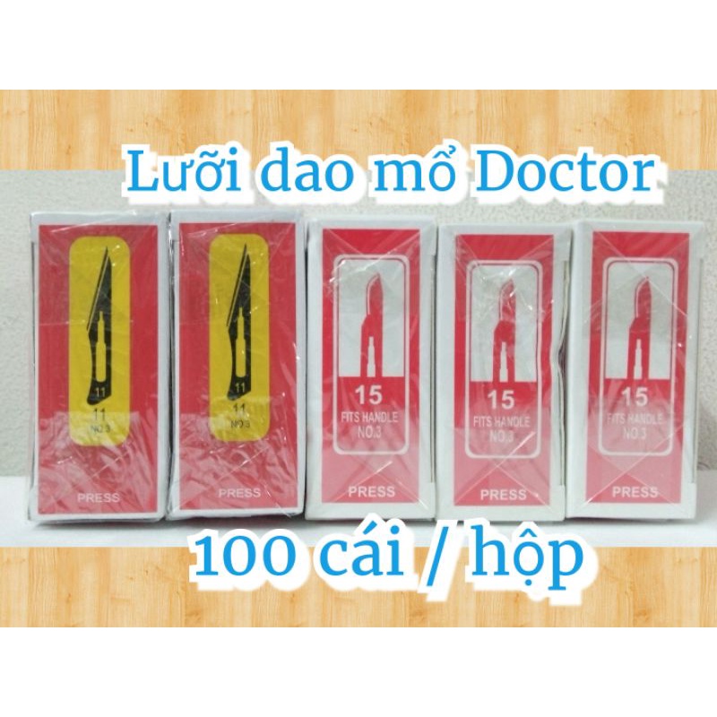 Lưỡi dao mổ DOCTOR, hộp 100 cái, số 11,15...