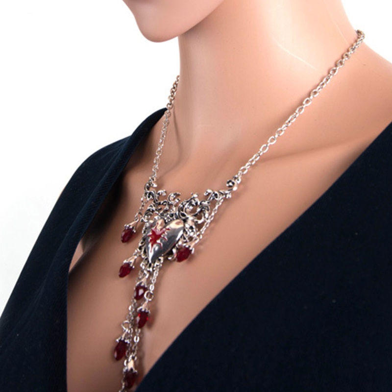 Vòng cổ Mặt Trái Tim Màu Sắc Đỏ Phong Cách Gothic