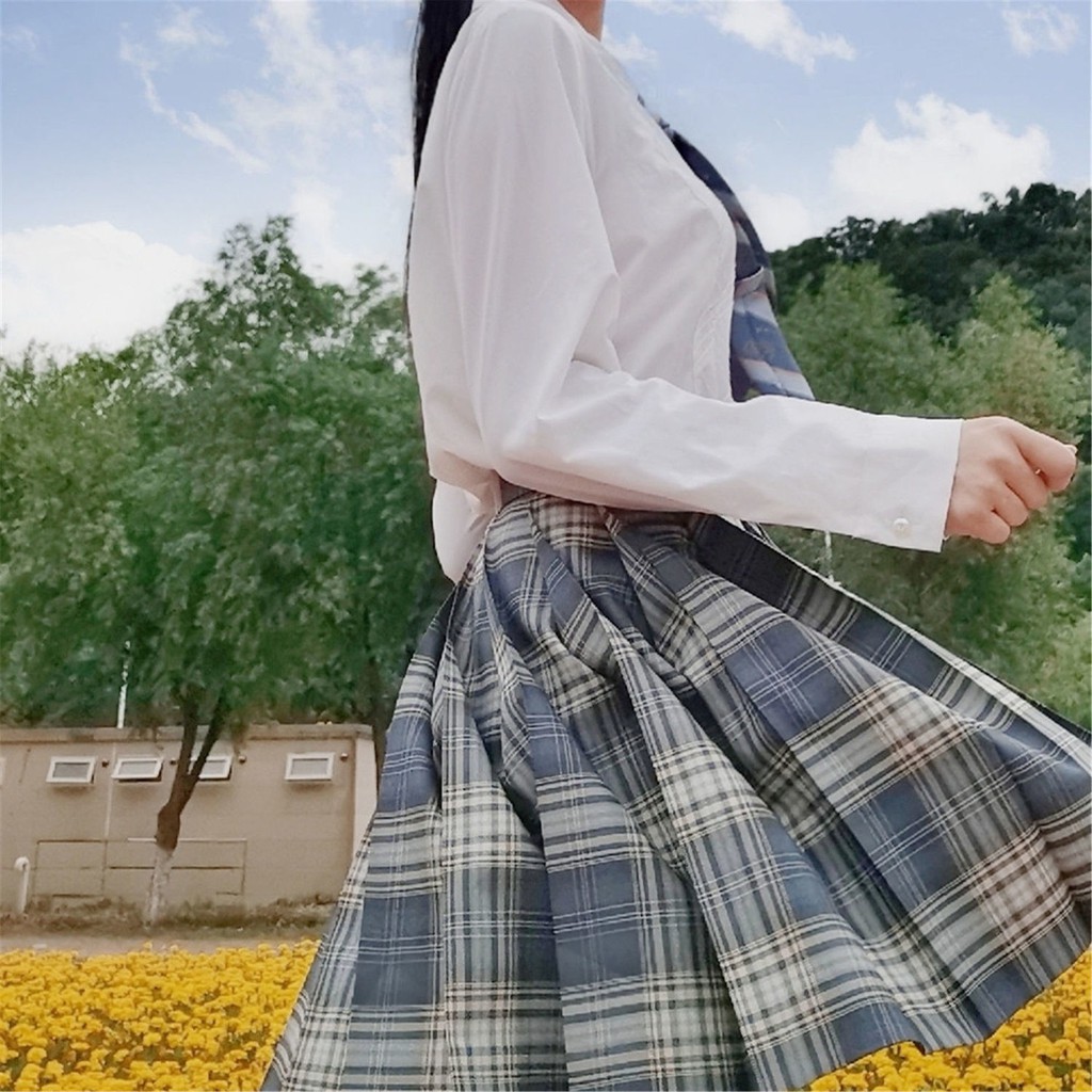 Xếp ly JK Kẻ sọc Váy đồng phục học sinh Nhật Bản dễ thươngYCJE