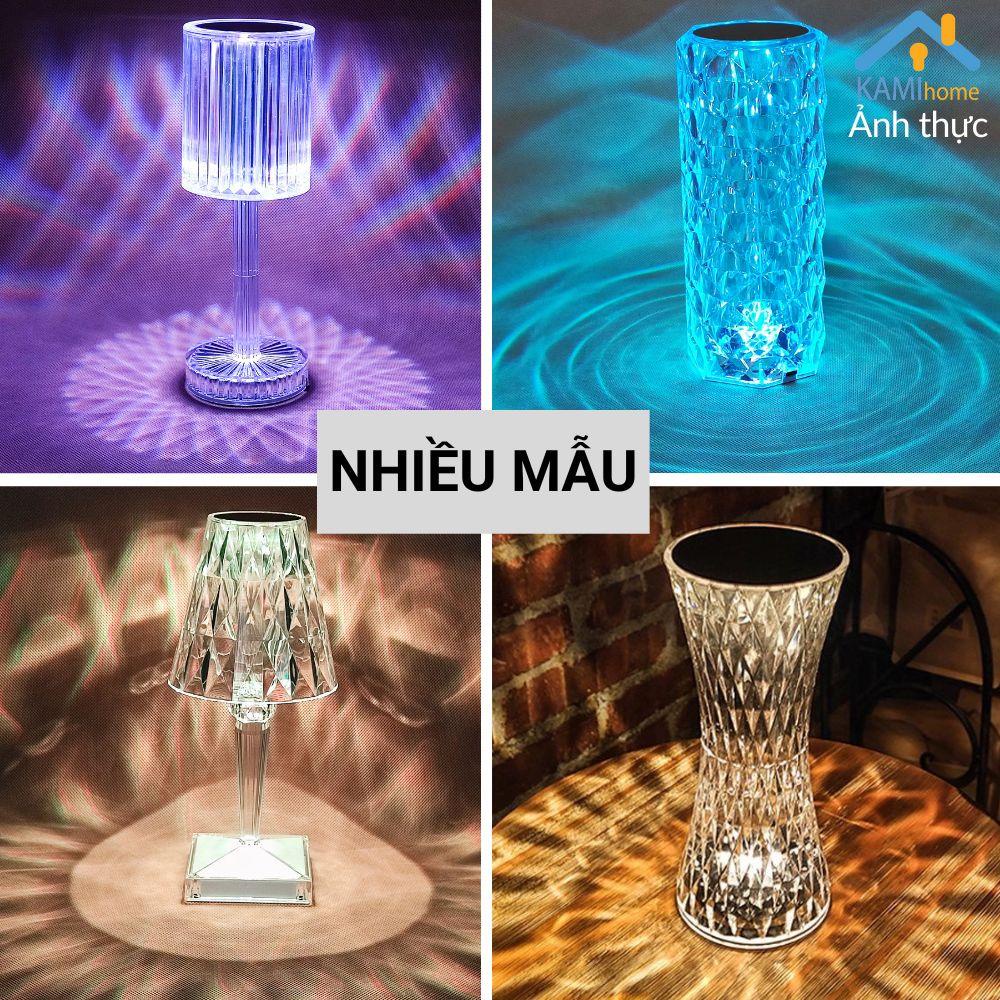 Đèn ngủ pha lê để bàn cảm ứng pin sạc tích điện led nhiều màu trang trí (Nhiều mẫu) mã 26013