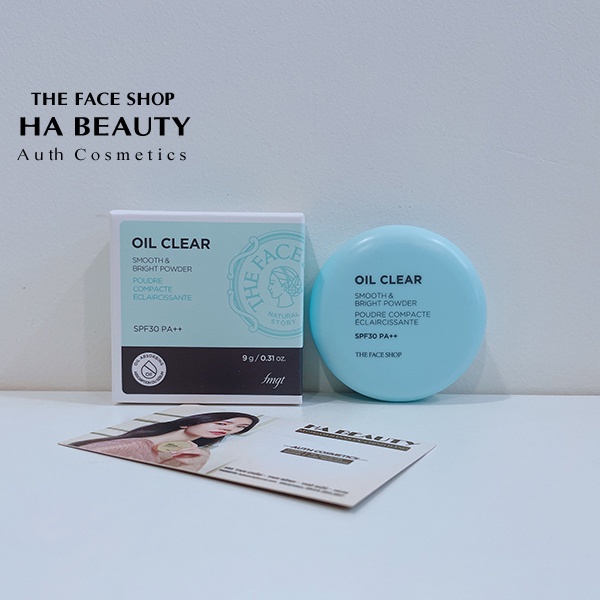 Phấn phủ kiềm dầu siêu mịn cho da hỗn hợp da dầu trang điểm The Face Shop Oil Clear Smooth & Bright Powder 9g