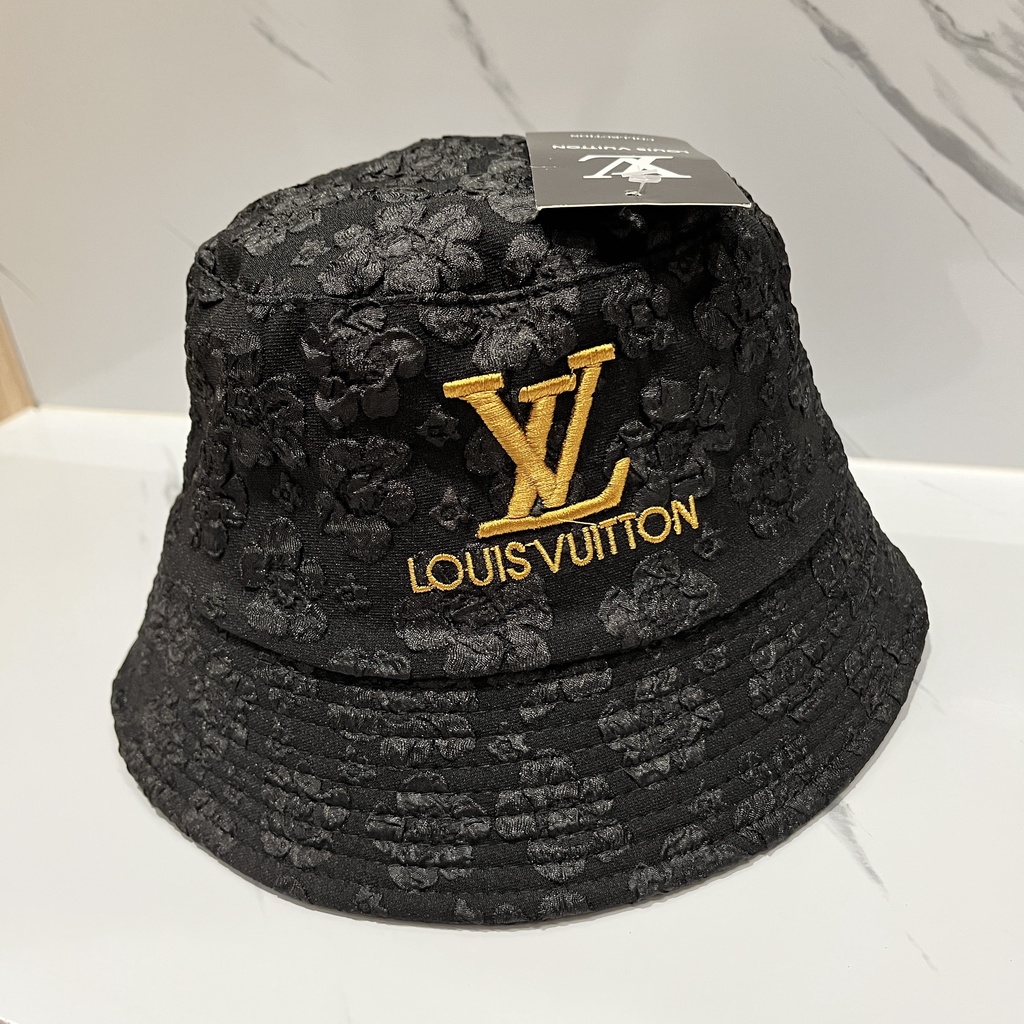 Nón bucket nam nữ, nón vành thêu LV họa tiết hoa văn