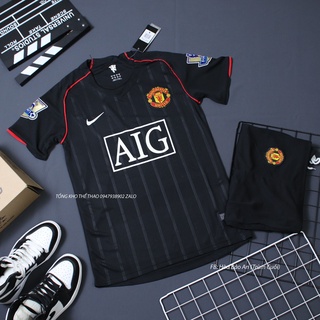 Áo Bóng Đá CLB MU AIG 2008 Màu Đen -Bộ Quần Áo Đấu Áo Bóng Đá MU Manchester United Màu Đen AIG