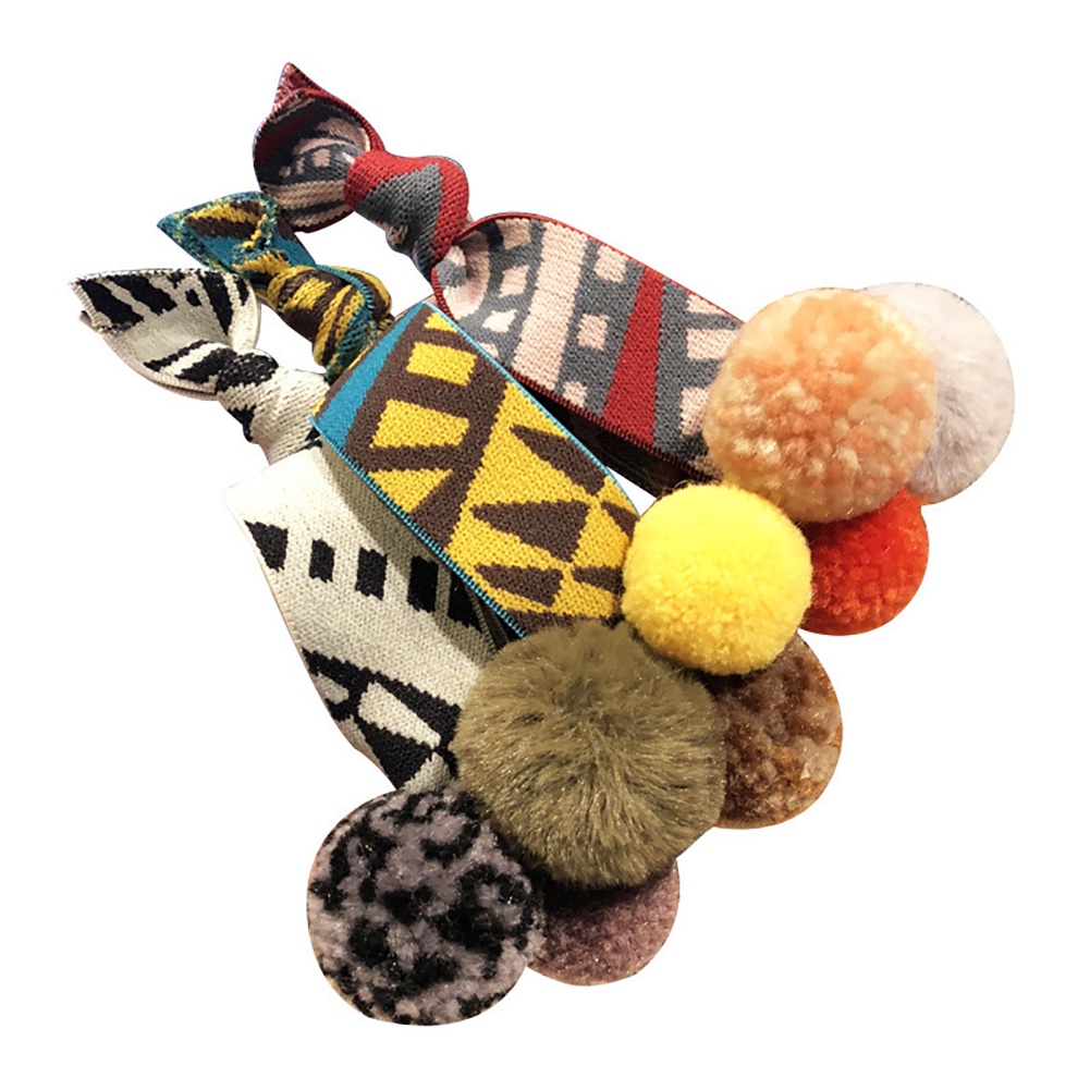 Dây thun cột tóc đính bóng lông co giãn cho nữ