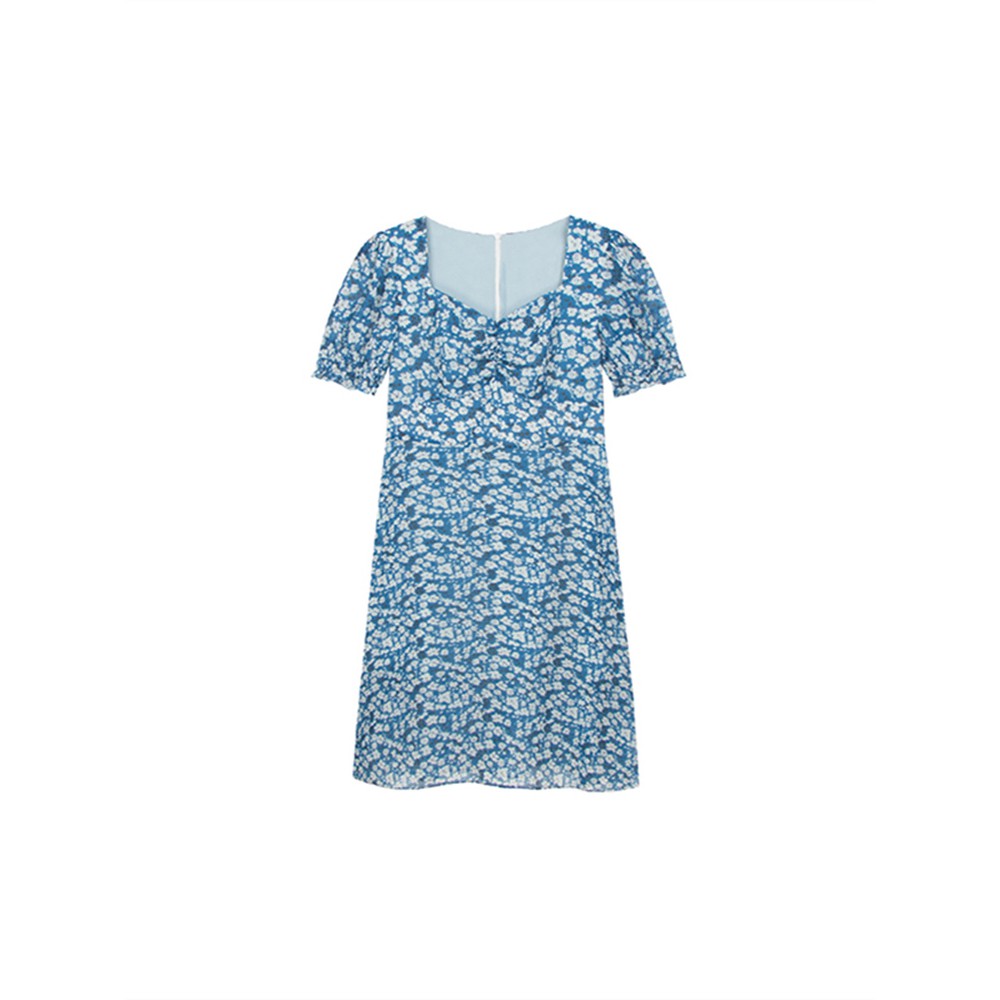 (ORDER) Váy hoa nhí xanh dương cổ vuông điệu đà mùa hè style Hàn Quốc dáng ngắn/dài (HÀNG MỚI 2020)