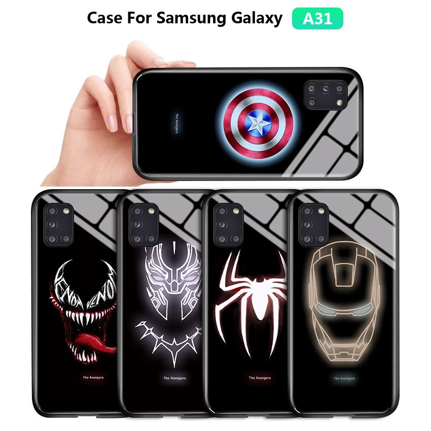 Ốp lưng kính cường lực dạ quang sang trọng cho Samsung Galaxy A31 A21S A01 A11 A51 A71 Ốp bảo vệ điện thoại