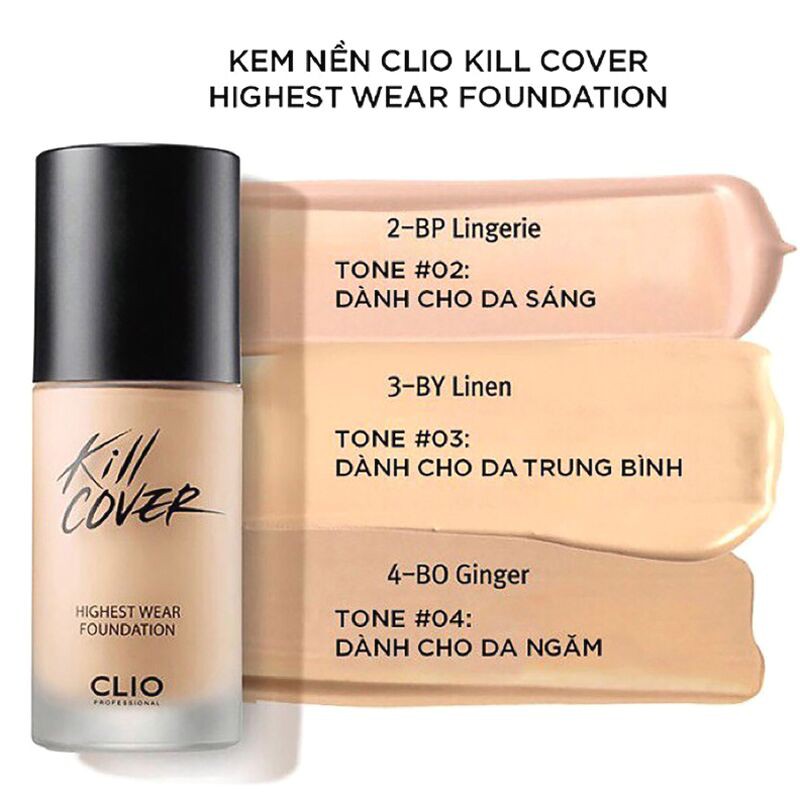 Kem nền CLIO Kill Cover Highest Wear Foundation SPF35/PA++ | BigBuy360 - bigbuy360.vn