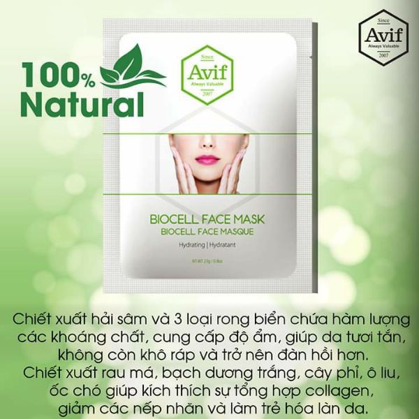 Mặt Nạ Nước Dừa Tươi Vượt Trội BIOCELL HYDRATING FACE MASK