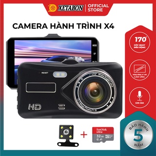 Camera hành trình X4 XETABON , cảm ứng 4 inch full HD, quay hình trước sau cùng lúc, cảnh báo va chạm phía trước
