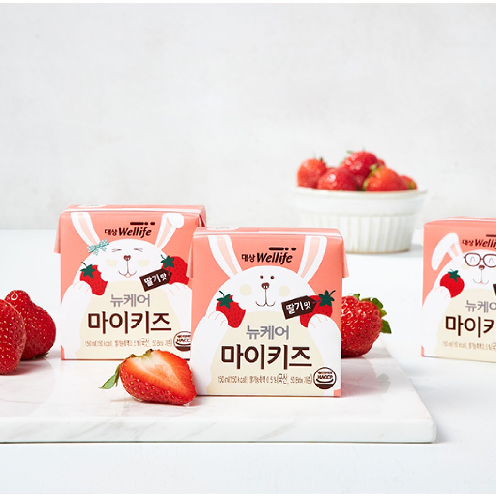 NUCARE mykids strawberry Sữa dinh dưỡng Nucare dành cho trẻ em vị dâu tây Daesang Wellife 150ml  10 hộp