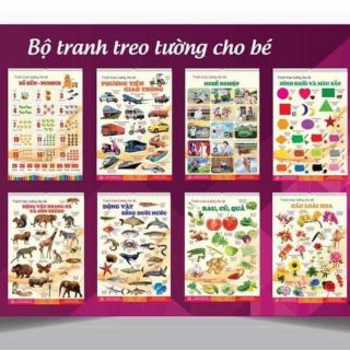 Tranh treo 12 chủ đề nhận biết thông minh và trí tuệ giáo dục cho bé yêu