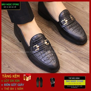 {XẢ KHO KHÔNG LỢI NHUẬN} GIÀY LƯỜI NAM DẬP VÂN CÁ SẤU BĂNG XÍCH CỰC CHẤT😍 DA BÒ THẬT 100% ✅ ĐẾ CAO SU ĐÚC 3CM 😍MÃ K15