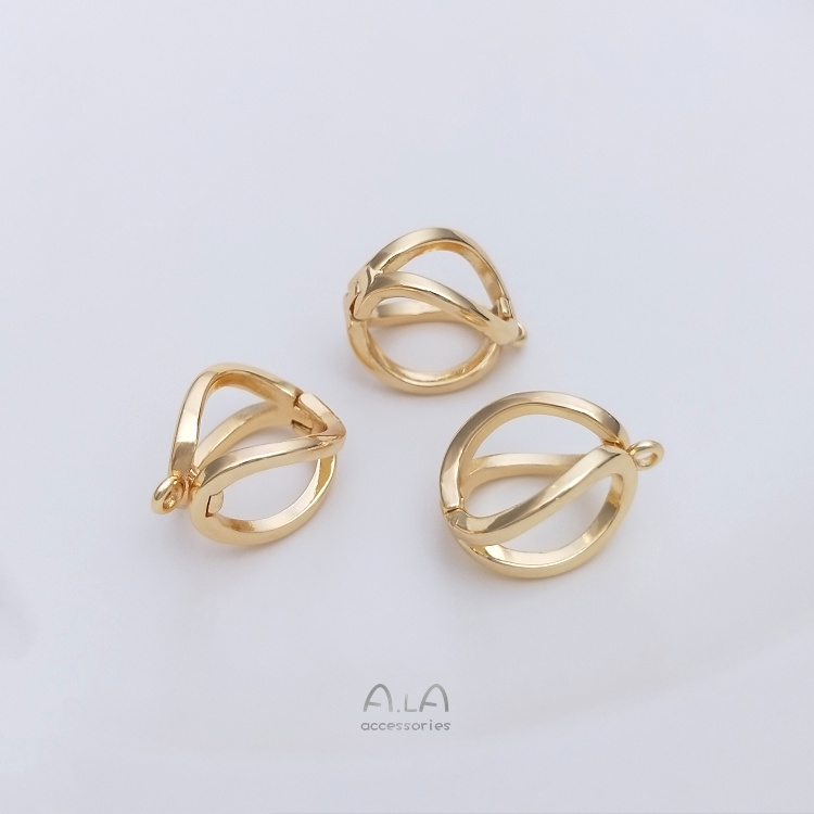 Khóa Dây Chuyền Bằng Đồng 14K Đính Ngọc Trai Màu Sắc Thời Trang