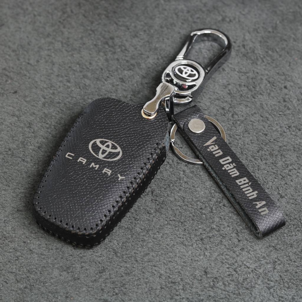 Bao da bọc ốp chìa khoá xe ô tô Toyota Camry 2019 2022 da bò nhiều màu khâu thủ công To28CR