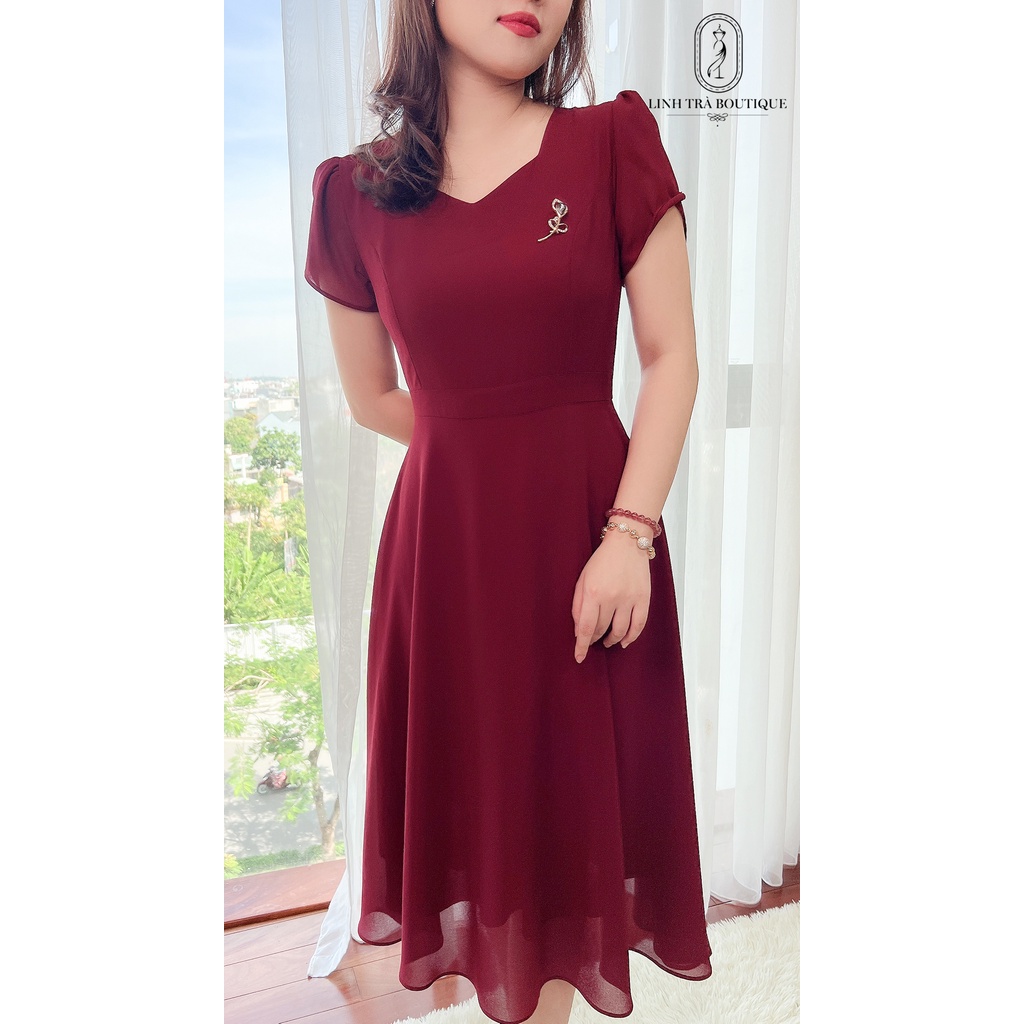 Linh Trà - Đầm Trung Niên Dáng Dài [TM 286] Cao Cấp Vải Voan Tay Ngắn Cho Mẹ U40 U50 | BigBuy360 - bigbuy360.vn