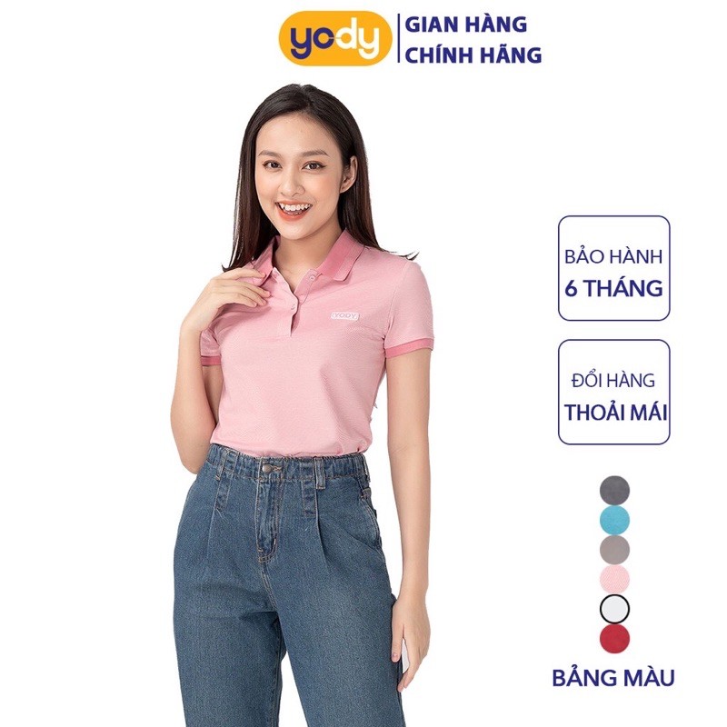 Áo polo nữ mắt chim phối bo