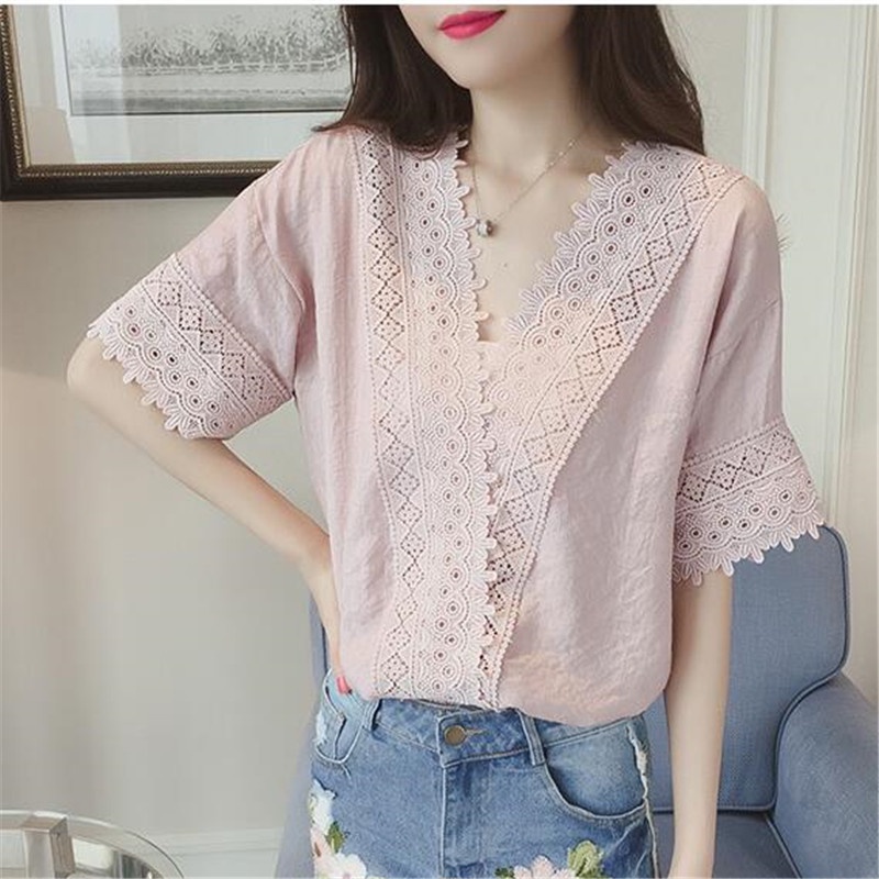 Áo IELGY chiffon tay ngắn cổ chữ v màu trơn thời trang dành cho nữ