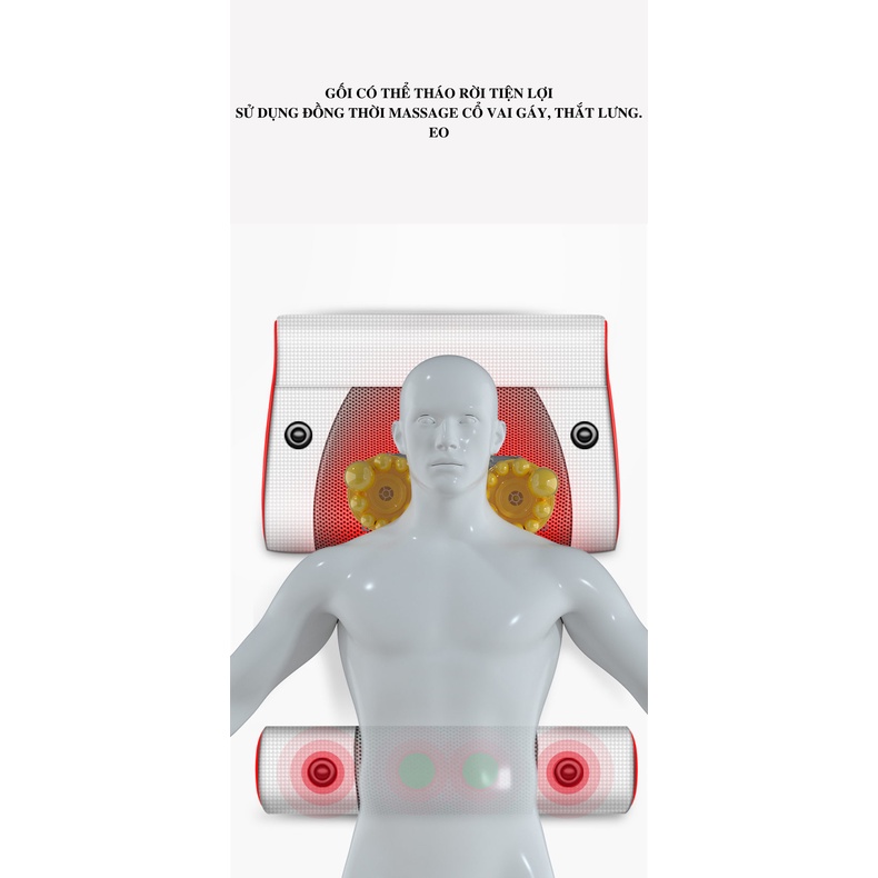 Gối massage chườm nóng cổ vai gáy, eo, thắt lưng giúp giảm đau hiệu quả, xoa bóp giải tỏa căng thẳng TR542