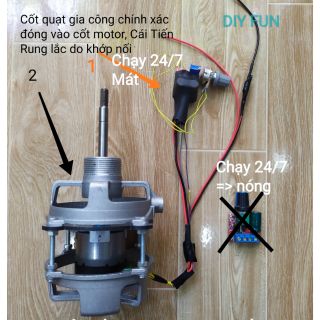 Đầu quạt B4 không than 12v+ Điều tốc (Cải Tiến Mới)