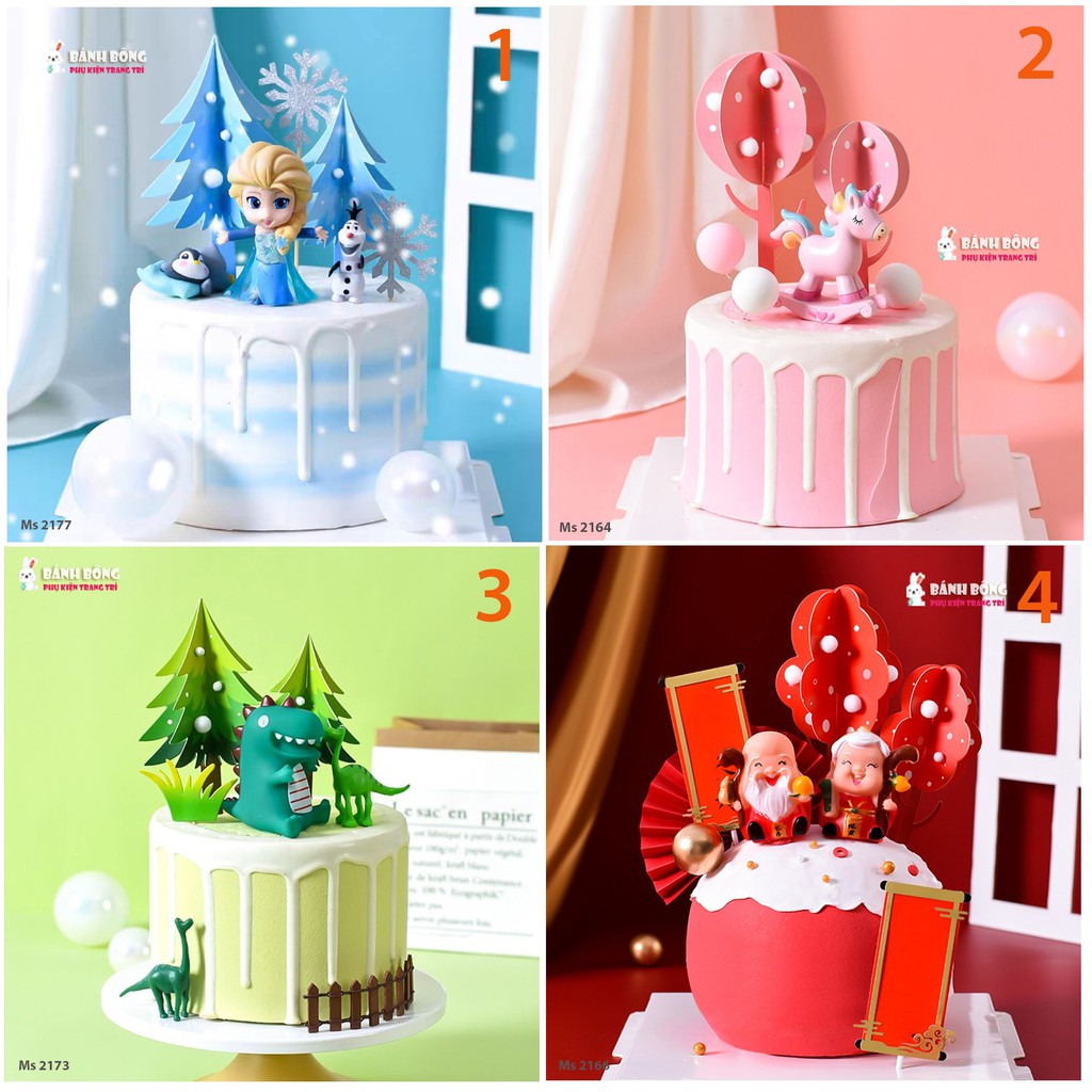 Set Cắm Lá Cây Xanh 3D trang trí Bánh Kem Sinh Nhật Cây Thông Cây Noel Phụ Kiện Sinh Nhật
