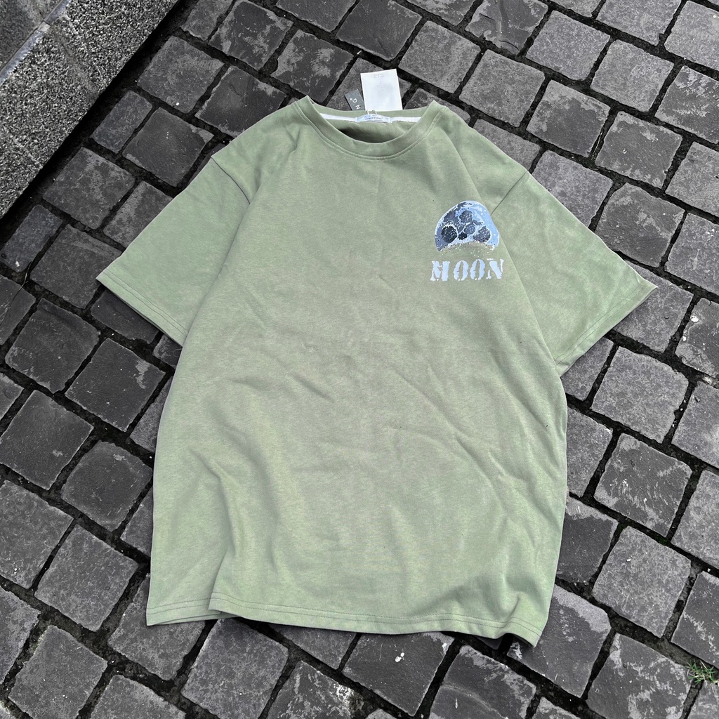 Áo thun cotton basic MEANSTORE tee cổ tròn tay lỡ sọc phối màu pull oversize unisex form rộng nam nữ - Moon