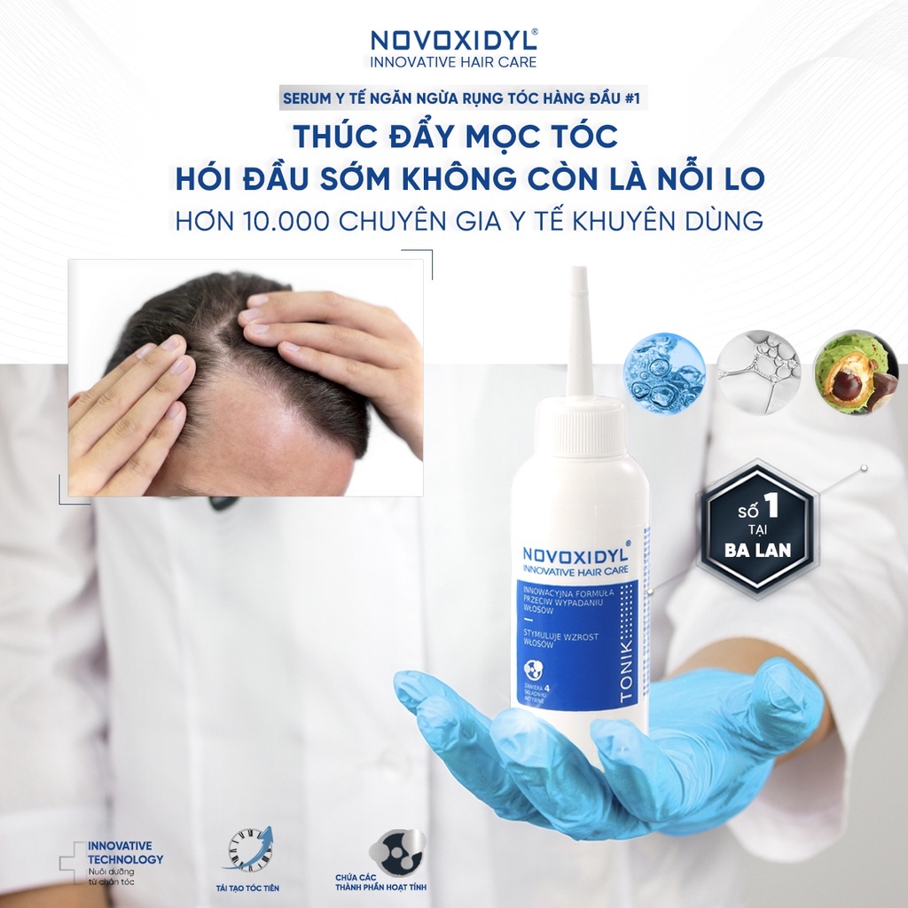 [CHÍNH HÃNG] Serum / Dầu ủ ngăn rụng tóc y tế Novoxidyl (Nhập khẩu Ba Lan) giúp tăng mọc tóc, ngừa rụng, giảm hói đầu