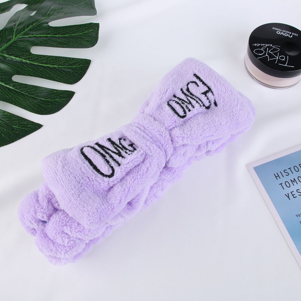 Băng đô vải san hô mềm mại có in chữ MIHAN1 dành cho nữ rửa mặt