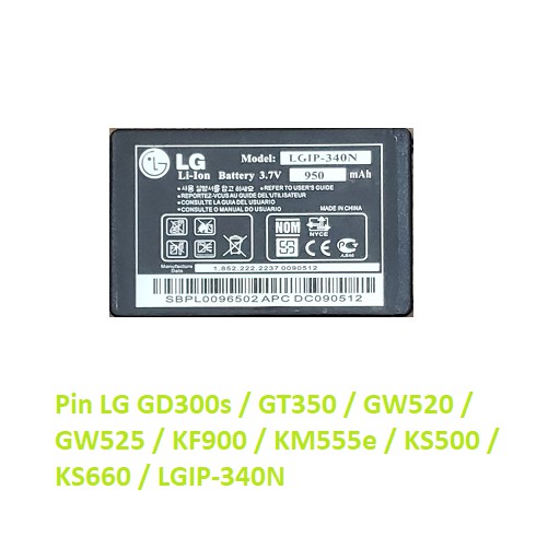 Pin LG GD300s / GT350 / GW520 / GW525 / KF900 / KM555e / KS500 / KS660 / LGIP-340N