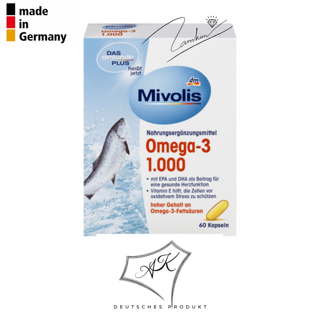 Dầu cá Omega 3 Mivolis - nội địa Đức - 60 viên