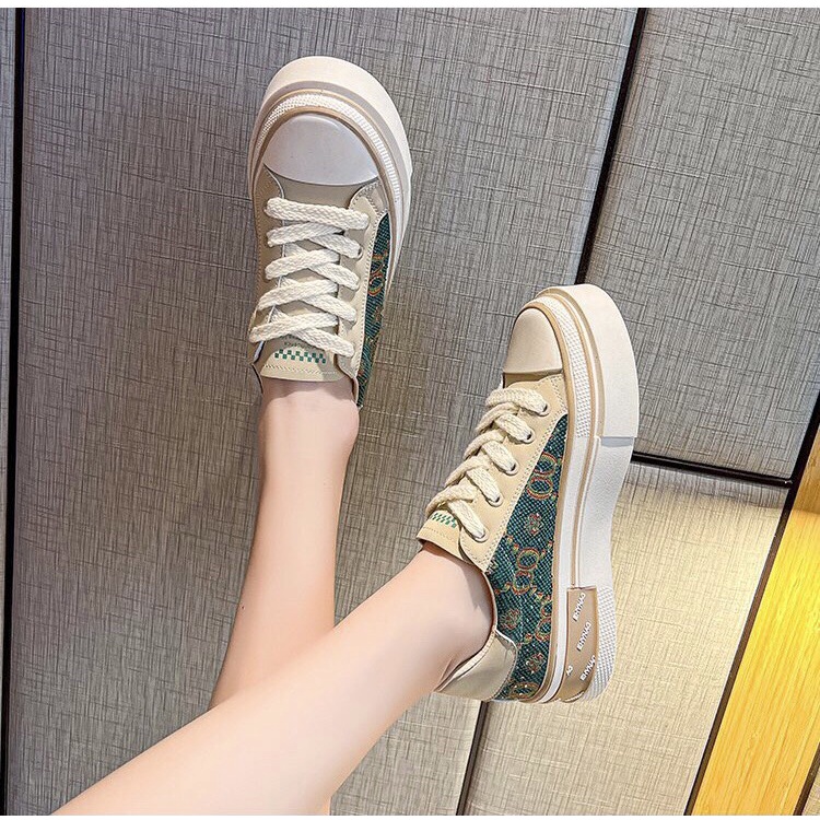 Giày Bata Nữ Phối Cao 2-3p GD Hàng Quảng Châu Cao Cấp Chất Nhẹ Chuẩn Xịn Êm Chân - Chi Chanh Store