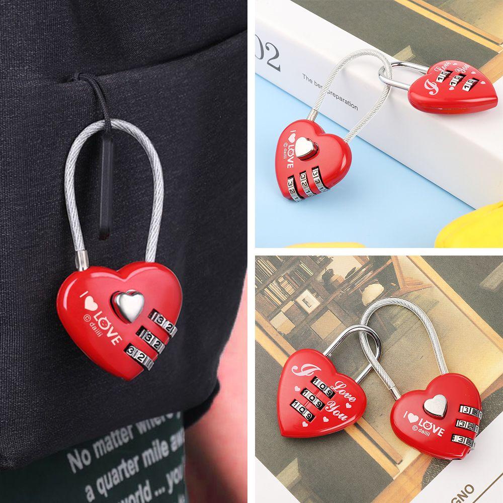 1 Ổ Khóa Hành Lý Hình Trái Tim Mật Khẩu 3 Số