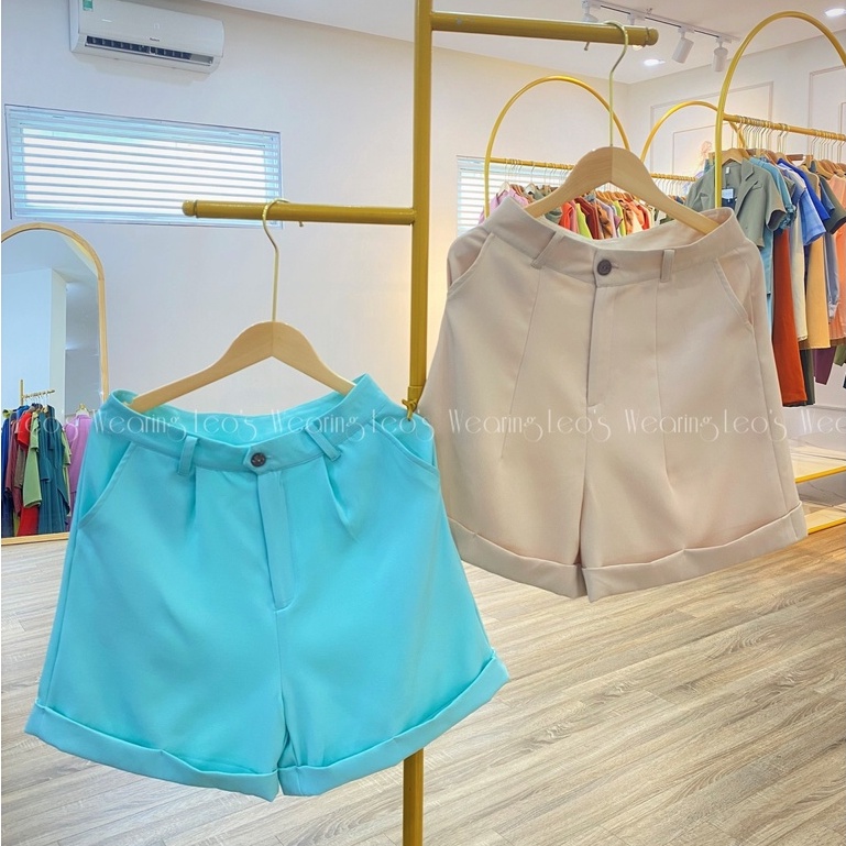 [Mã SKAMFSW175 giảm 10K đơn 50K] Quần short nữ lưng cao ống rộng cạp cao ulzzang LEOSWEARING A04