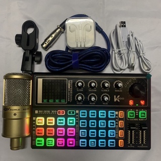 Combo bộ mic hát thu âm livestream aq220- sound card k300 có bluetooth tặng tai nhet bảo hành 06 tháng