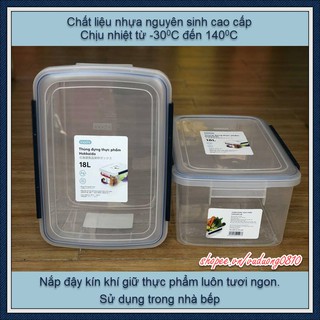Combo 02 Thùng Đựng Thực Phẩm Inochi 18L - nắp đậy kín khí giữ thực phẩm luôn tươi ngon