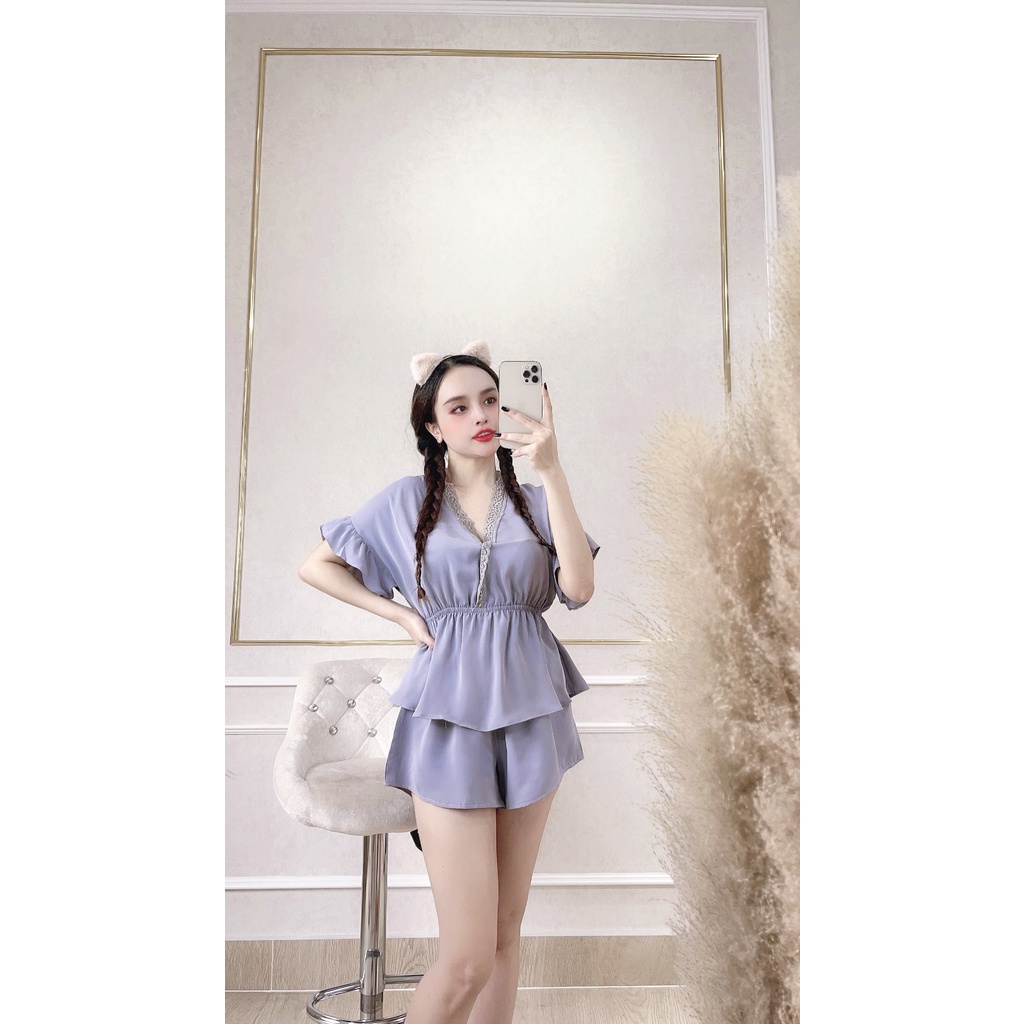 Bộ Mặc Nhà - Đồ Bộ Lụa Mềm Mại - Mát Dạng KIMONO Quần Phối Màu Tay Cánh Dơi Cực Sang Dưới 57kg