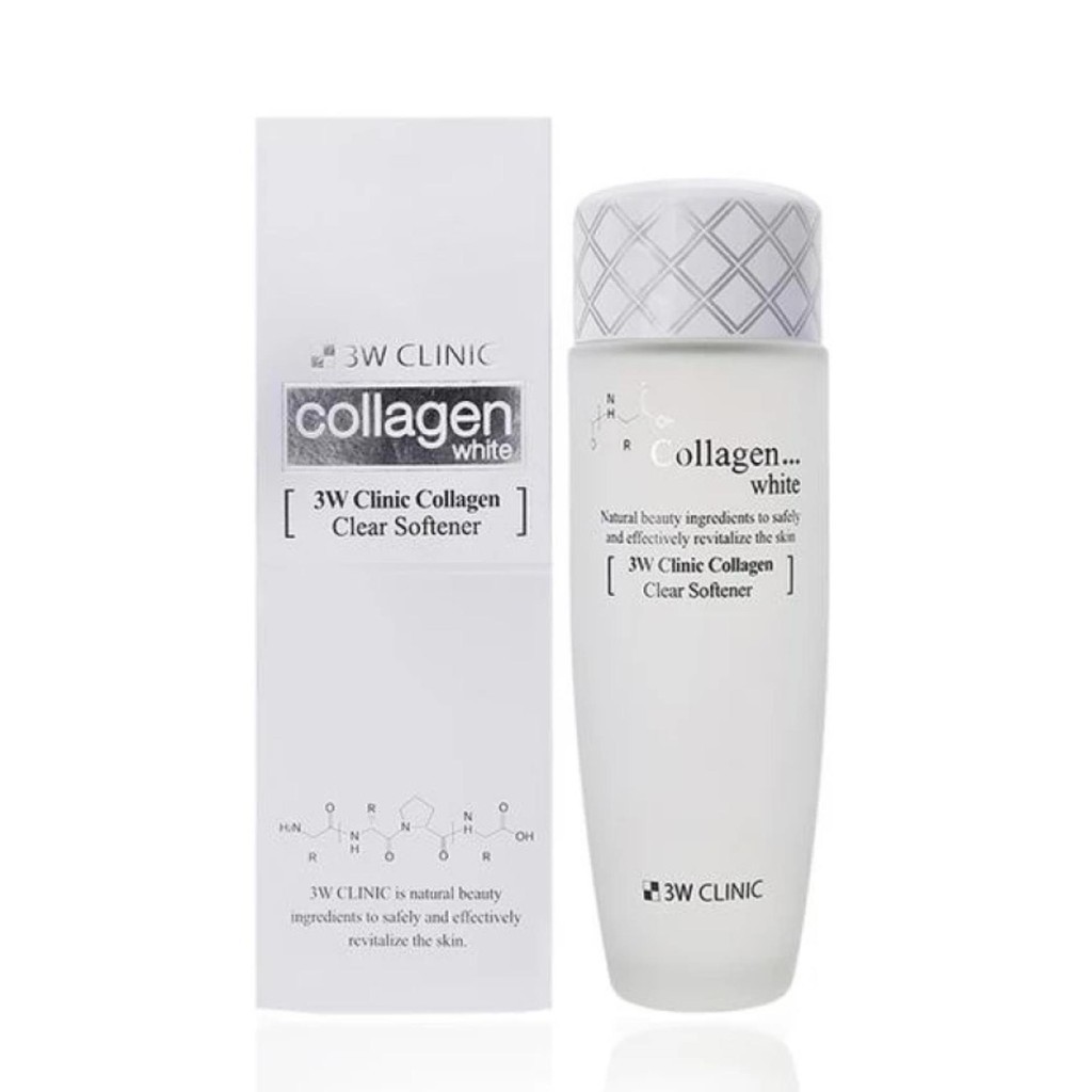 💥 Nước Hoa Hồng 💥 Dưỡng Trắng, Tái Tạo Da 💥 3W Clinic Collagen White Clear Softener 150ml (Trắng) 💥