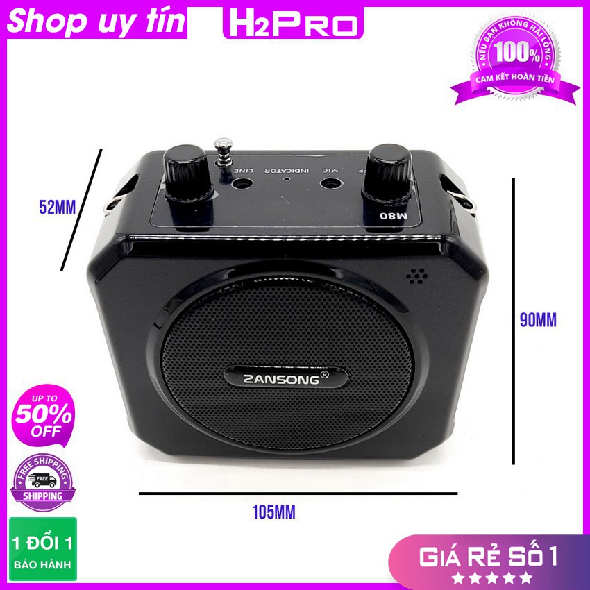 Máy Trợ Giảng Không Dây, Loa Trợ Giảng Zansong M80 MAX Series 15W, Bluetooth, Đài Fm, Usb, Thẻ Nhớ, Pin Sạc-H2Pro Audio
