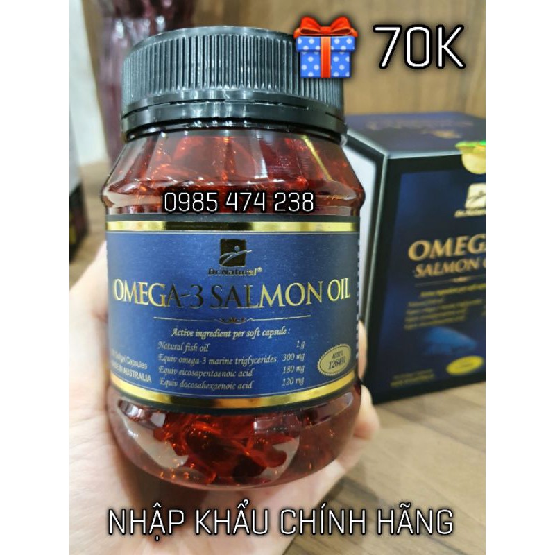 [BẢO HÀNH CHÍNH HÃNG] Viên uống dầu cá Hồi Dr Natural Omega 3 Salmon Oil 1000mg + QUÀ TẶNG